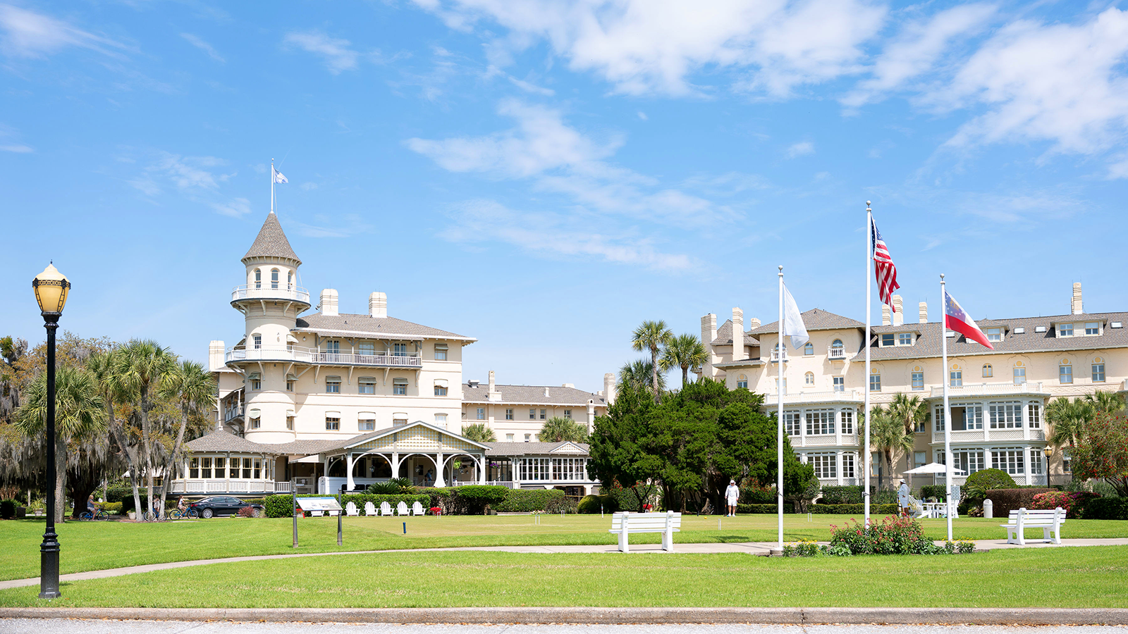 Image of Aerial Exterior View, Jekyll Island Club Resort in Jekyll Island, Georgia, 1886, Member of Historic Hotels of America, Overview